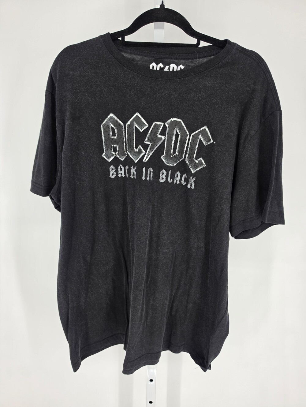 ACDC Mens Sz XXL Back In Black Repro Graphic T Shirt Black White